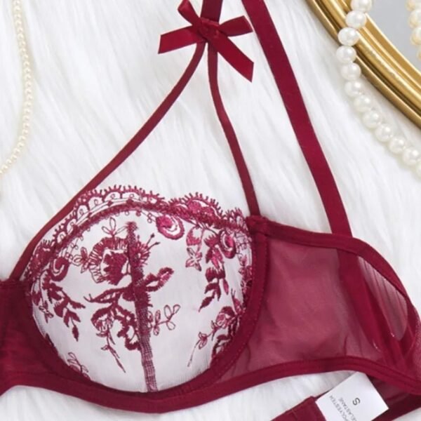 Women’s Sheer Floral Push-Up Lingerie Set