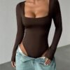 Women’s Square-Neck Long-Sleeve Bodysuit