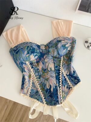 SINGREINY Floral Lace Vintage Cami Top