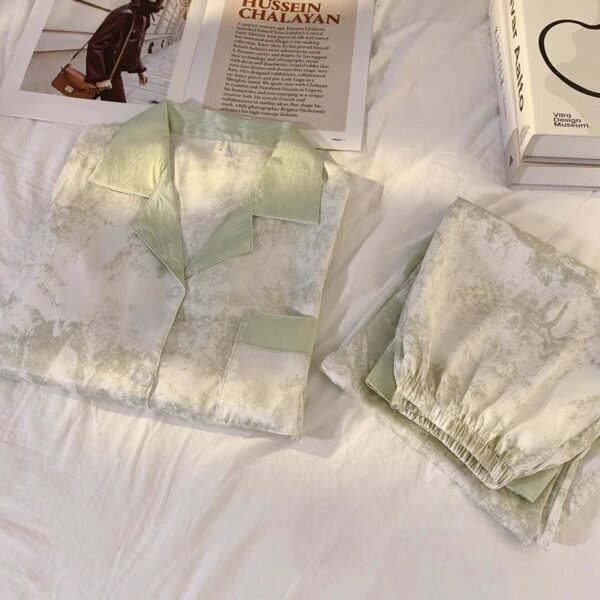 Women’s Green Satin Pajama Set