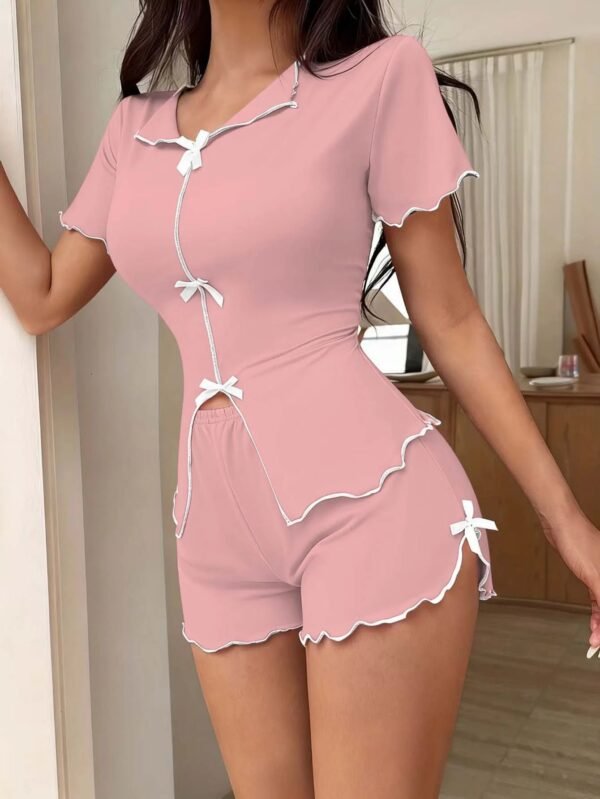 S0d85b39651fe4c18a98b0be97f916c58P.jpg Women’s Bow Short-Sleeve Pajama Set