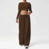 Women’s Long-Sleeve Crop Top & Flare Pants Set