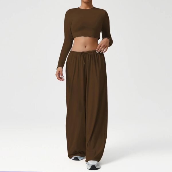 Women’s Long-Sleeve Crop Top & Flare Pants Set