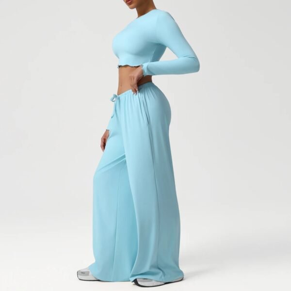 Women’s Long-Sleeve Crop Top & Flare Pants Set