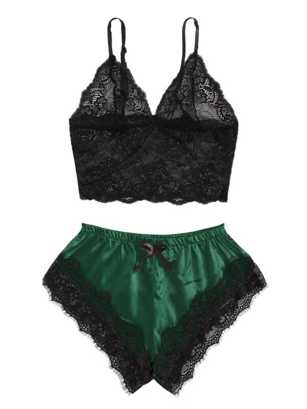 Women’s Satin Lace Cami & Shorts Set