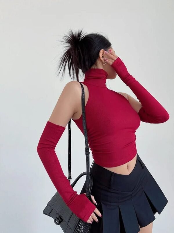 Women’s Pleated High-Neck Crop Top