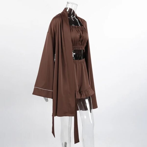S1d21b2e3dbd745e4a2a61ab822f33da5y.jpg Brown Satin 3-Piece Pajama Set