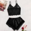 Women’s Satin Lace Cami & Shorts Set