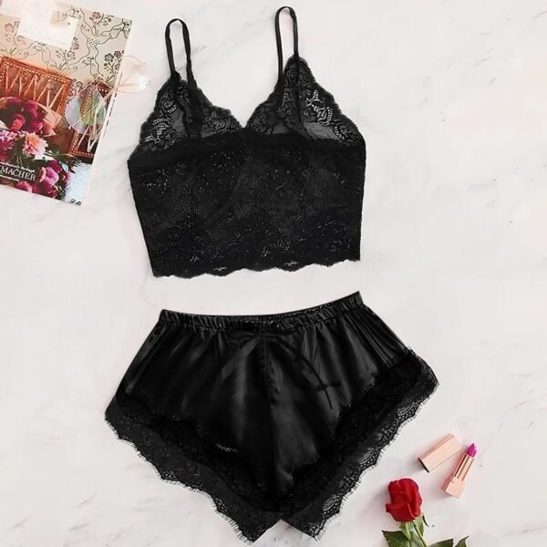 Women’s Satin Lace Cami & Shorts Set