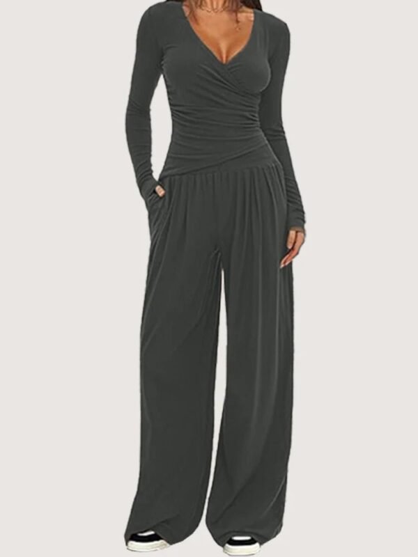 S262a7358cbda4d35bb33522ee2199ccfU.jpg Women’s Long-Sleeve Wide-Leg Pants Set