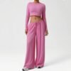 Women’s Long-Sleeve Crop Top & Flare Pants Set