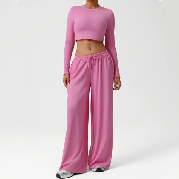 Women’s Long-Sleeve Crop Top & Flare Pants Set