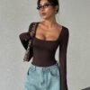 Women’s Square-Neck Long-Sleeve Bodysuit