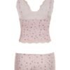 Women’s Pink Floral Lace Pajama Set