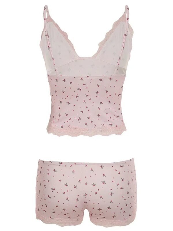 Women’s Pink Floral Lace Pajama Set