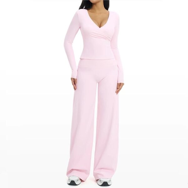 Women’s Deep V Yoga & Flare Pants Set