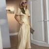Women’s V-Neck Top & Wide-Leg Pants Set