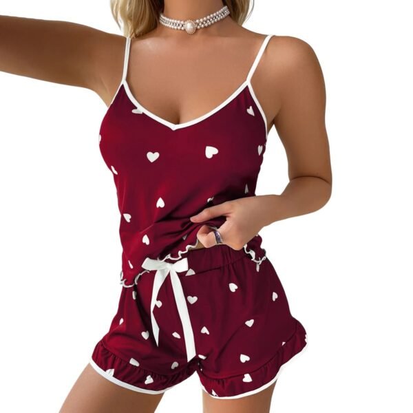 S3a3ea94053b7494fa075acb0391979dbo.jpg Women’s Printed Ruffle Pajama Set