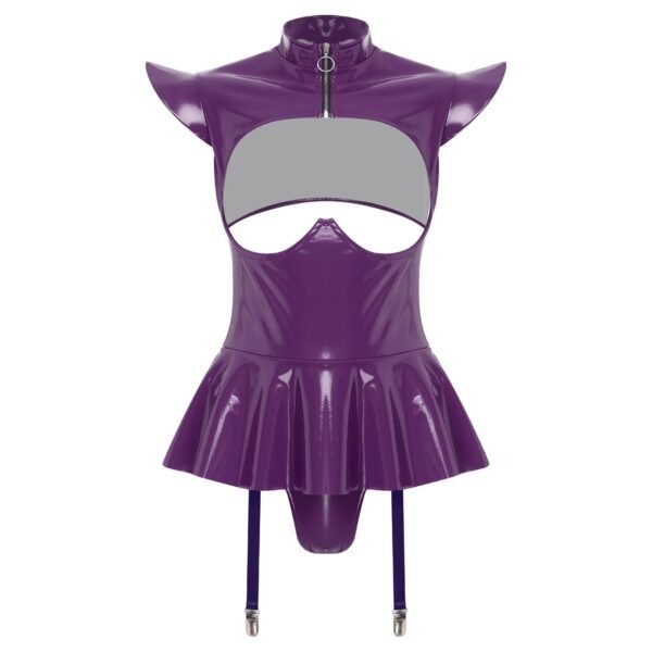 Women’s PU Leather Hollow-Out Bodysuit