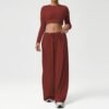 Women’s Long-Sleeve Crop Top & Flare Pants Set