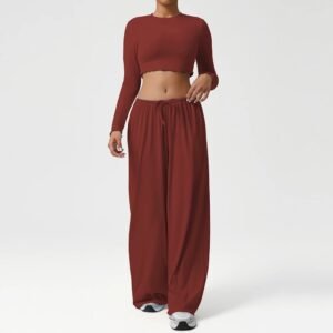 S3dd4b2a7adff439b8681caa2436ce5a7r.jpg Women’s Long-Sleeve Crop Top & Flare Pants Set