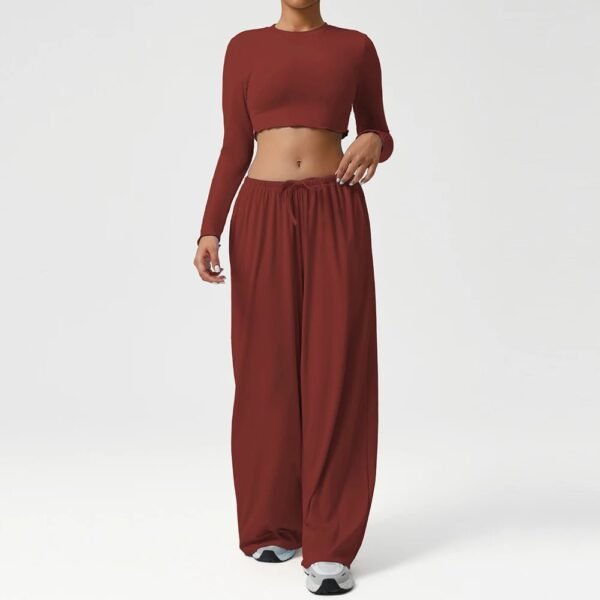 Women’s Long-Sleeve Crop Top & Flare Pants Set