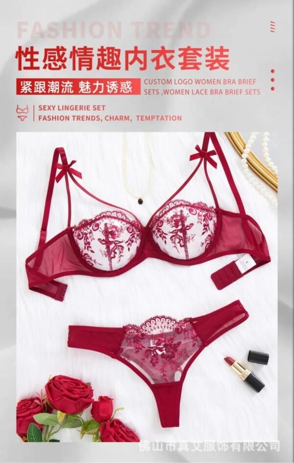 Women’s Sheer Floral Push-Up Lingerie Set
