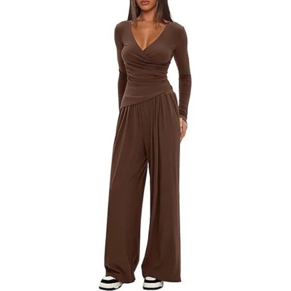 S46e3122dc139407ab69274eb86749f408.jpg Women’s Long-Sleeve Wide-Leg Pants Set