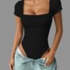 S4c2b16e9ff2347ddacde3f185ab6e9747.jpg Ribbed Square-Neck Slim-Fit Bodysuit
