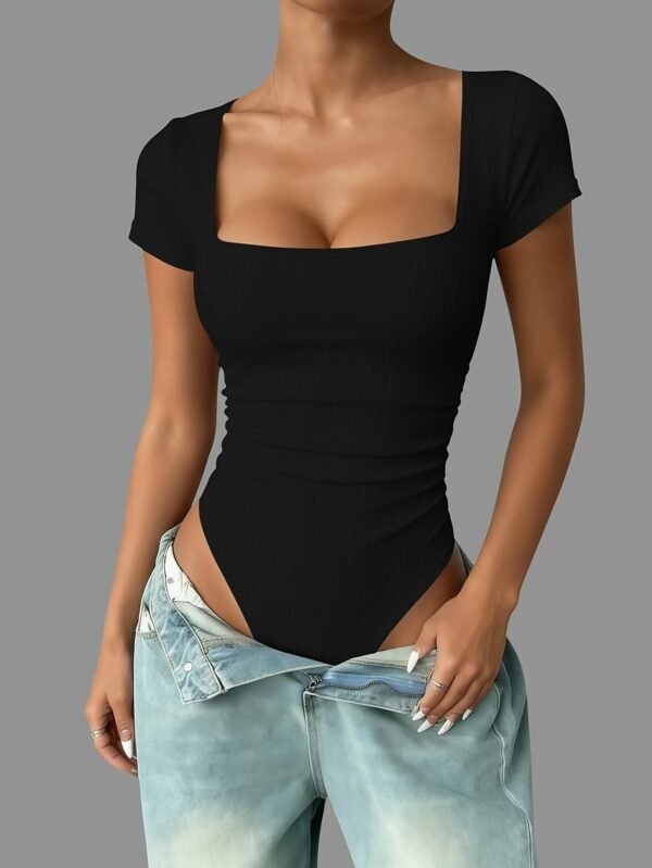S4c2b16e9ff2347ddacde3f185ab6e9747.jpg Ribbed Square-Neck Slim-Fit Bodysuit