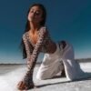 Women’s Leopard Print Slim-Fit Bodysuit