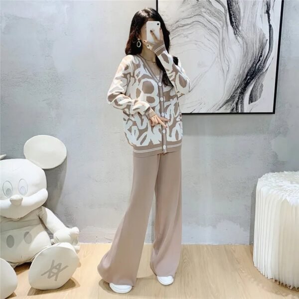 Women’s Knitted Sweater & Wide-Leg Pants Set