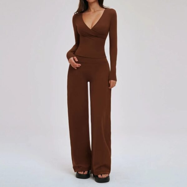 Women’s Deep V Yoga & Flare Pants Set
