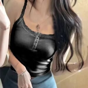 Short name: Women’s Knit Lace-Trim Padded Crop Top
