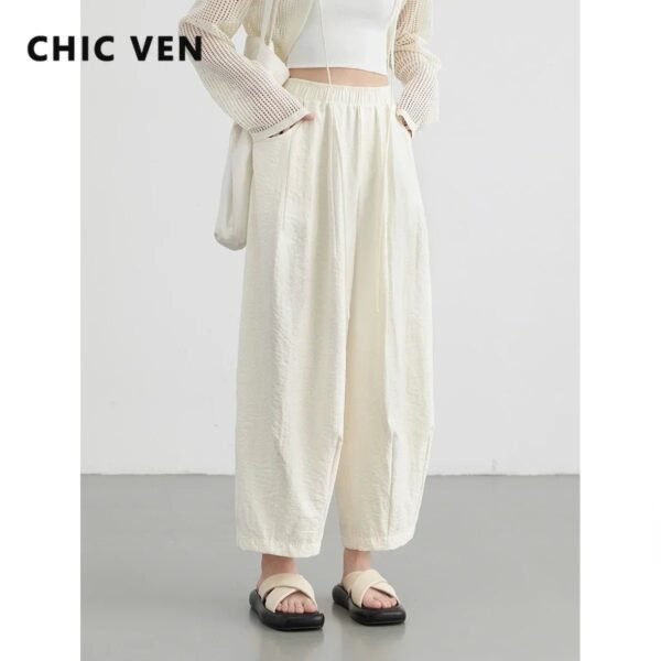 Women’s White High-Waist Wide-Leg Pants