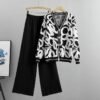 Women’s Knitted Sweater & Wide-Leg Pants Set