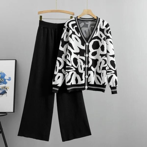 Women’s Knitted Sweater & Wide-Leg Pants Set
