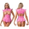 Women’s PU Leather Hollow-Out Bodysuit