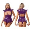 Women’s PU Leather Hollow-Out Bodysuit