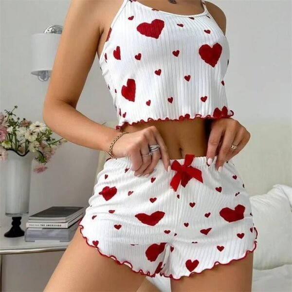 S6a05ee2d15a1411193d2c4ed1880f24fb.jpg Women’s Red Heart Print Cami & Shorts Set
