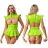 Women’s PU Leather Hollow-Out Bodysuit