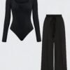 S6fd3ec1e93124359973e09a57bd01c69S.jpg Plus Size Black Ribbed Bodysuit Set