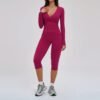 Women’s Deep V Yoga & Flare Pants Set