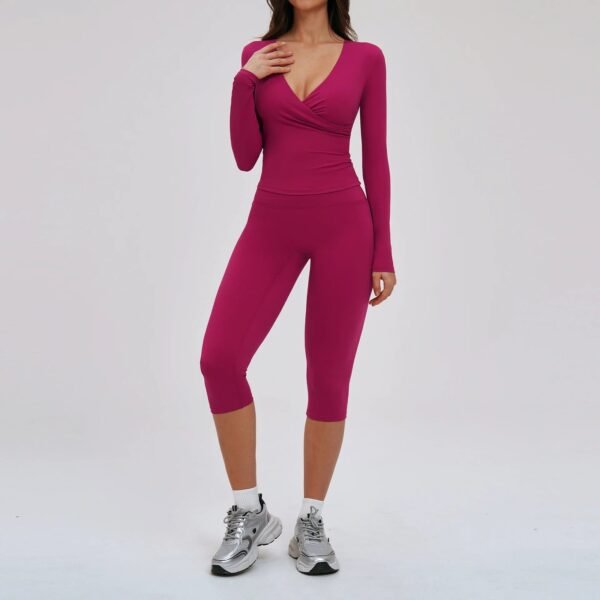 Women’s Deep V Yoga & Flare Pants Set