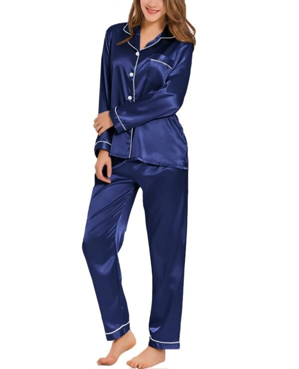 S73cf1c5cfc724af0885bc4b00146c4105.jpg Women’s Silk Satin Button-Down Pajama Set