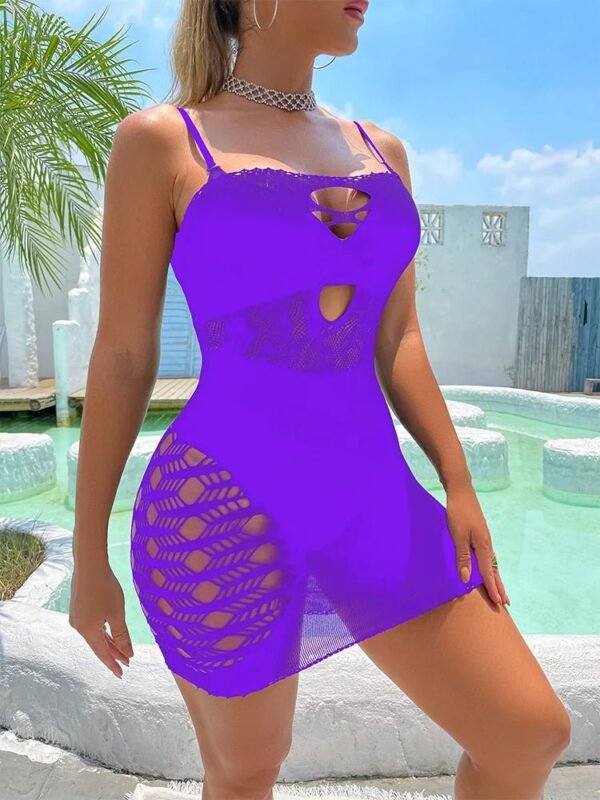 Plus Size Sheer Mesh Fishnet Bodysuit