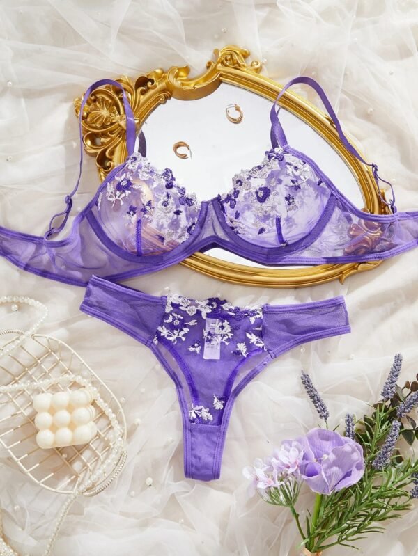 S7848f934b26d41f7914cdaed9d4399fe0.jpg Women’s Sheer Floral Lace Bra & Panty Set