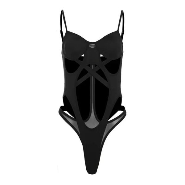 Women’s Y2K Black Hollow-Out Bodysuit