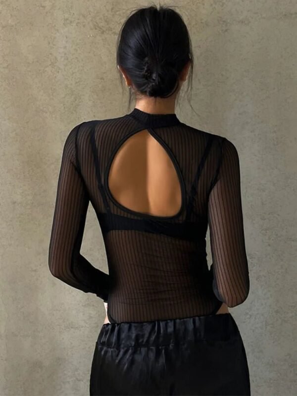 S7b52f7a3d1bd45a2842db080bed0f506Z.jpg Black Mesh Stripe Bodysuit