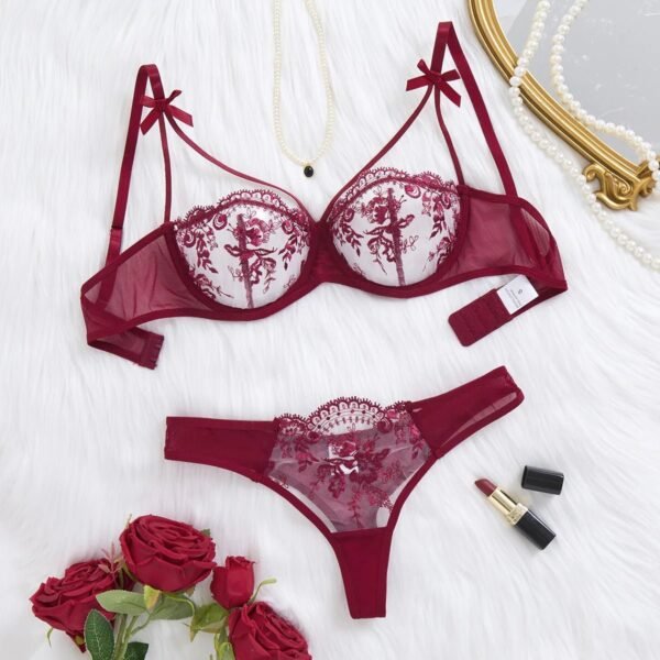 Women’s Sheer Floral Push-Up Lingerie Set